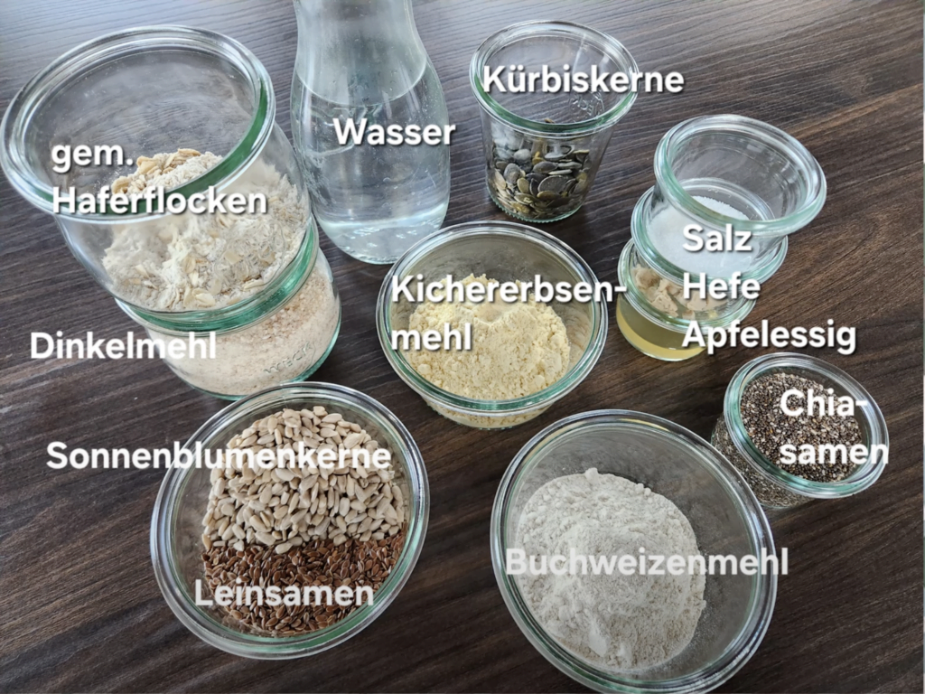 time2care - recipe+ 5 elements sponge bread with mixed grains - Ingredients