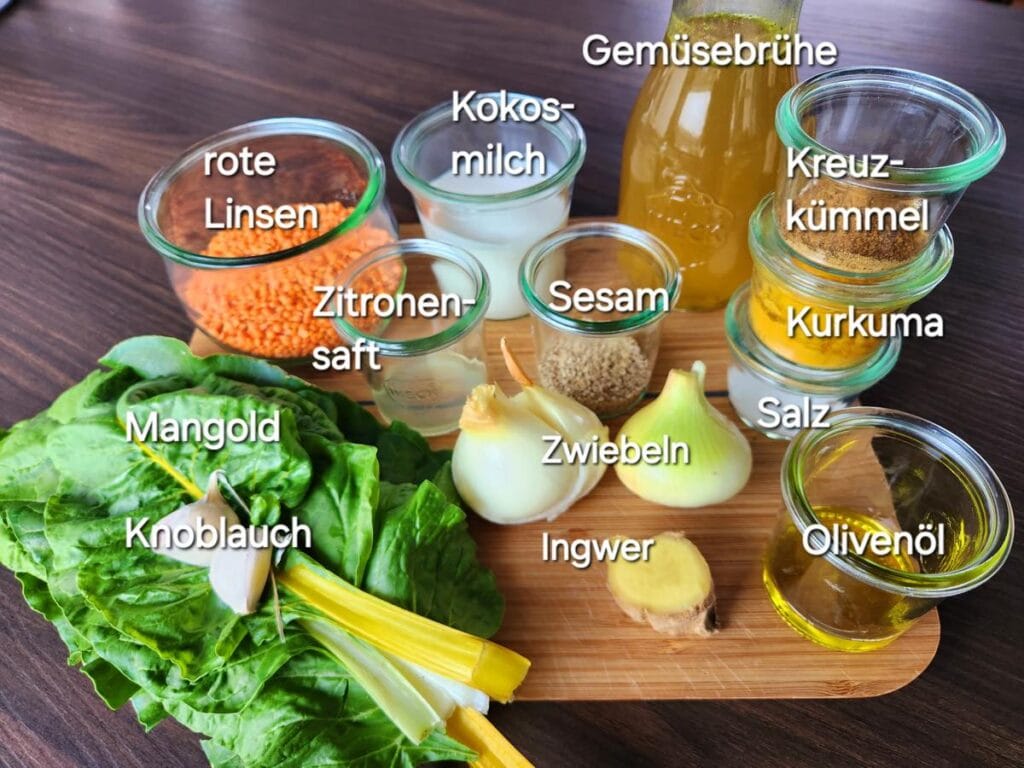 time2.care - Swiss chard and red lentil bowl - Ingredients